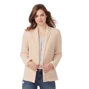 LC Open-Front knit Blazer cardigan Light Pink Large Cozy pockets coquette